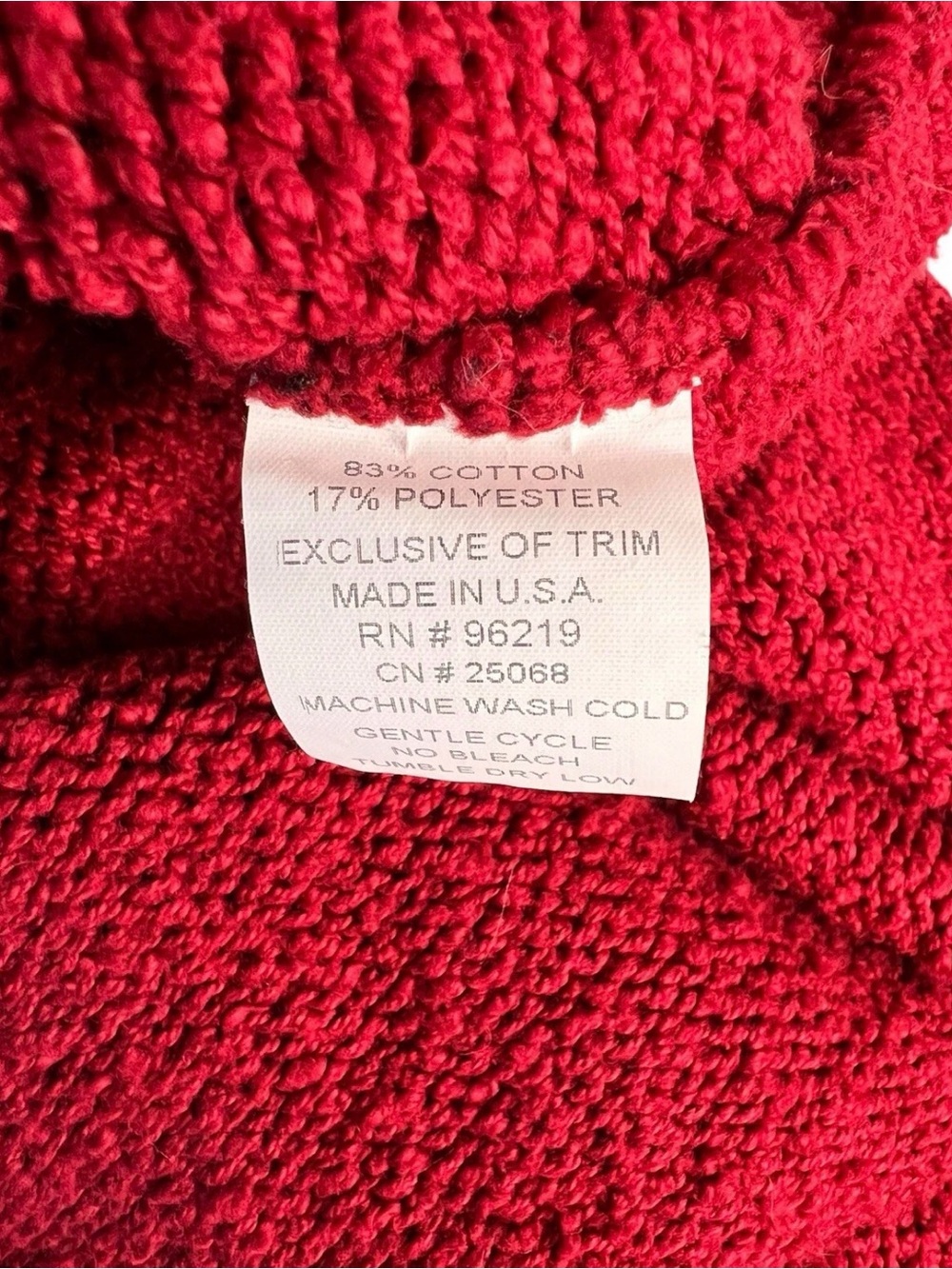 Willow Red Cotton Knit Cardigan Sweater Wood Buttons Cottagecore L Made USA E-4 - Picture 8 of 8